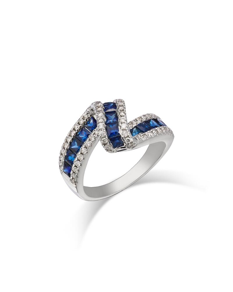 Bloomingdale's Blue Sapphire & Diamond Swirl Statement Ring in 14K White Gold - Exclusive Cover