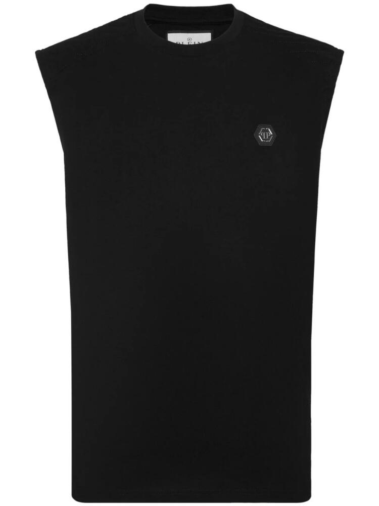 Philipp Plein logo-appliqué cotton tank top - Black Cover