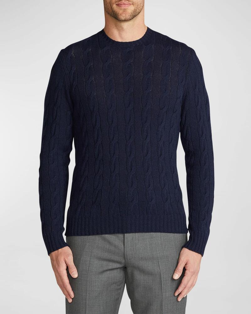 Ralph Lauren Purple Label Cashmere Cable-Knit Crewneck Sweater, Navy Cover