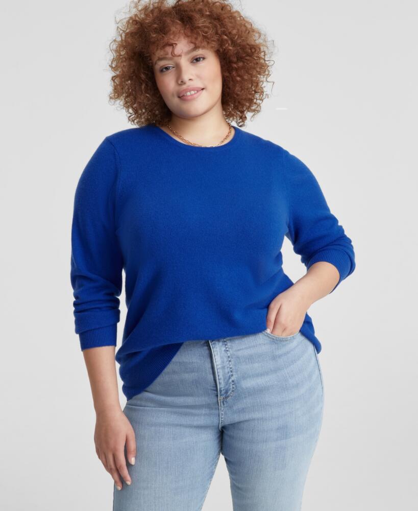 Charter Club Plus Size 100% Cashmere Crewneck Sweater, Created for Macy's - Bright Marine Cover