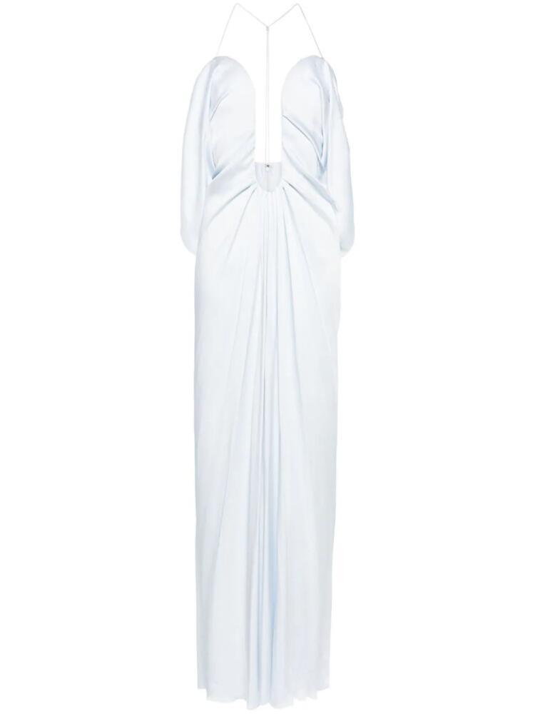 Victoria Beckham draped crepe satin maxi dress - Blue Cover