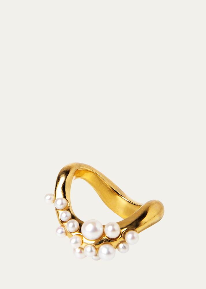 Beatriz Palacios 18K Gold Vermeil Wave Ring with Freshwater Pearls Cover