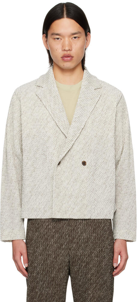 HOMME PLISSÉ ISSEY MIYAKE Off-White Diagonals Blazer Cover