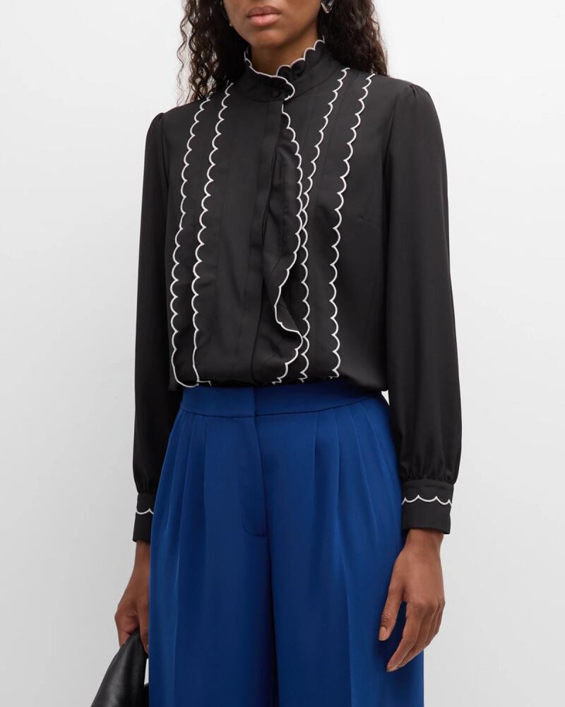 Elie Tahari The Rae Scalloped Button-Down Blouse Cover