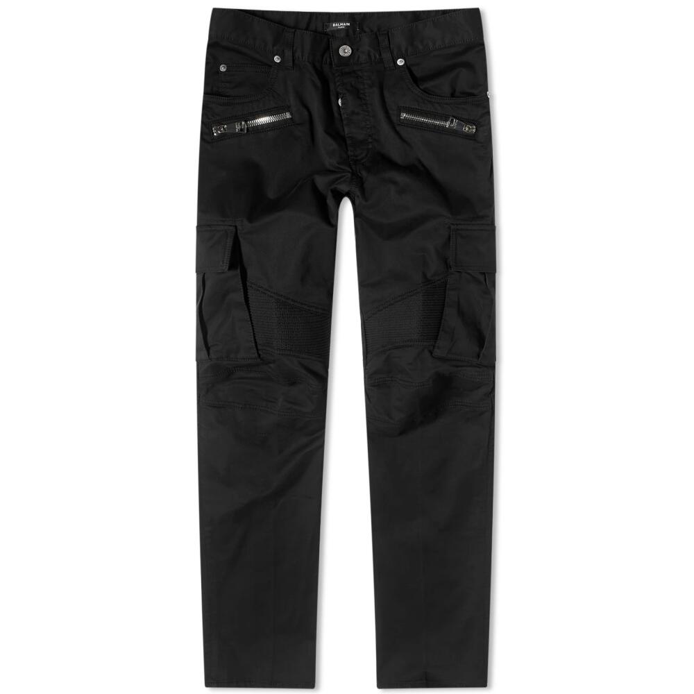 Balmain Men's Cargo Biker Jeans in Black Cover