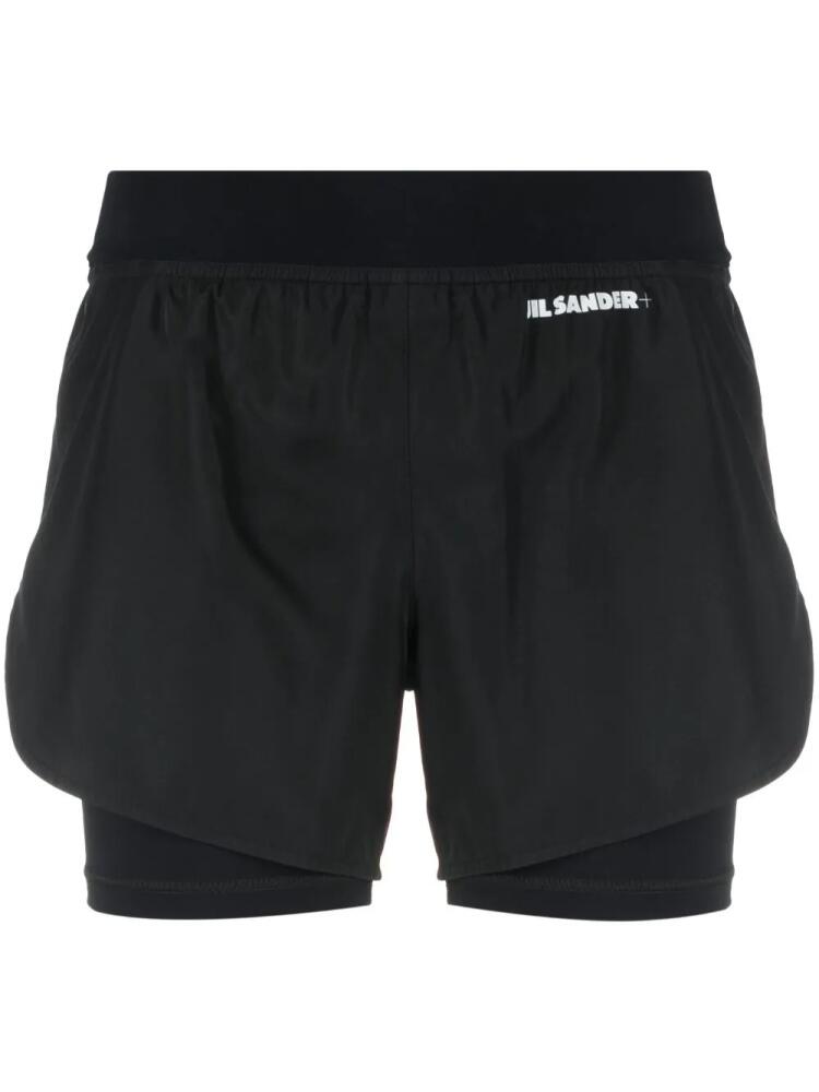 Jil Sander logo-print layered shorts - Black Cover