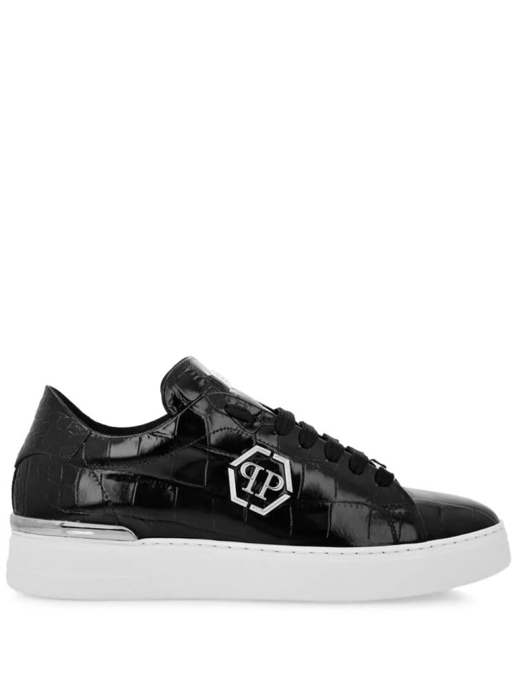 Philipp Plein crocodile-effect lace-up sneakers - Black Cover