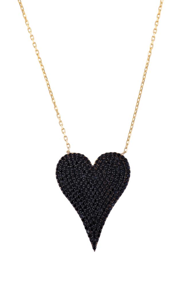 SHYMI Pavé Heart Pendant Necklace in Gold /Black Cover