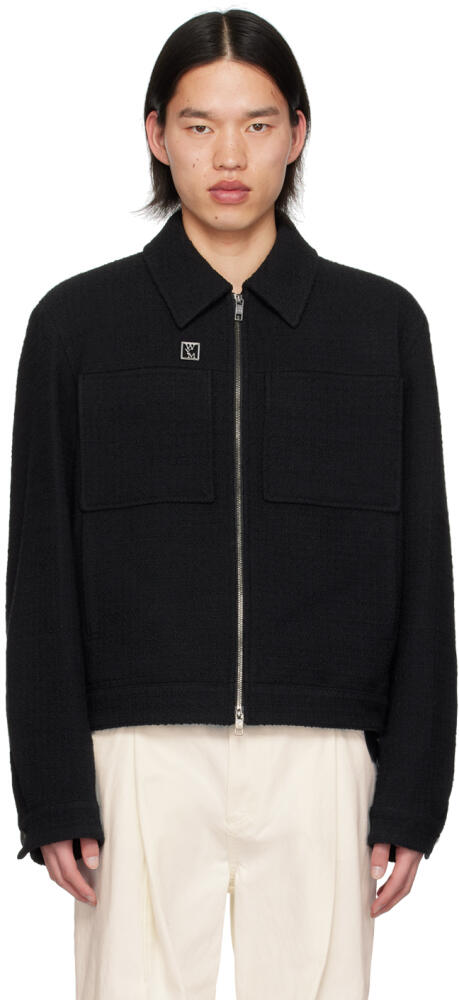 WOOYOUNGMI Black Patch Pocket Bomber Jacket Cover