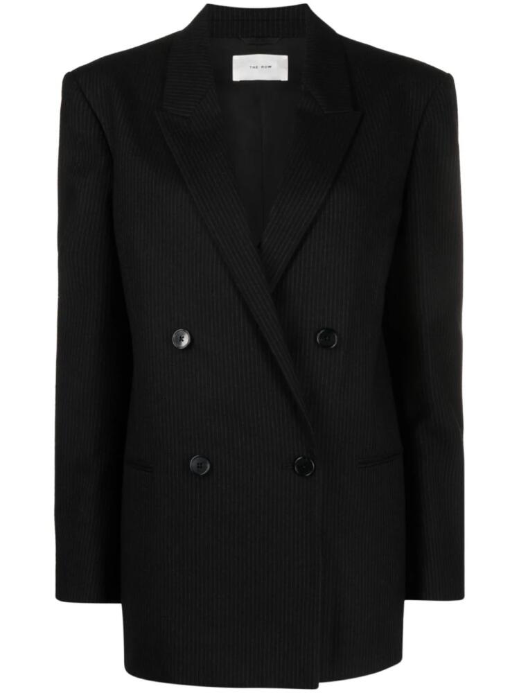 The Row pinstripe-pattern double-breasted blazer - Black Cover