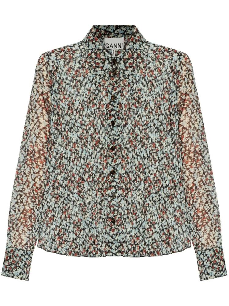 GANNI printed long-sleeve shirt - Neutrals Cover