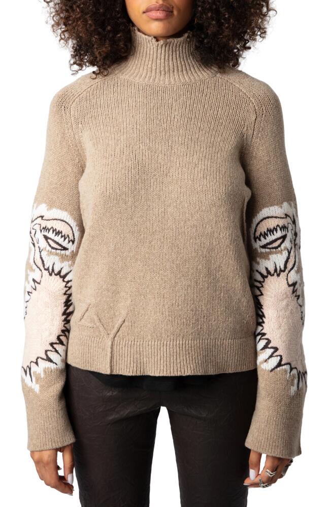 Zadig & Voltaire Sal Turtleneck Merino Wool Sweater in Oatmeal Cover