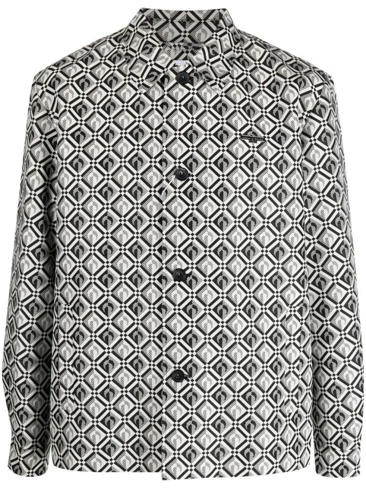 Marine Serre jacquard diamond-pattern long-sleeve shirt - Black Cover