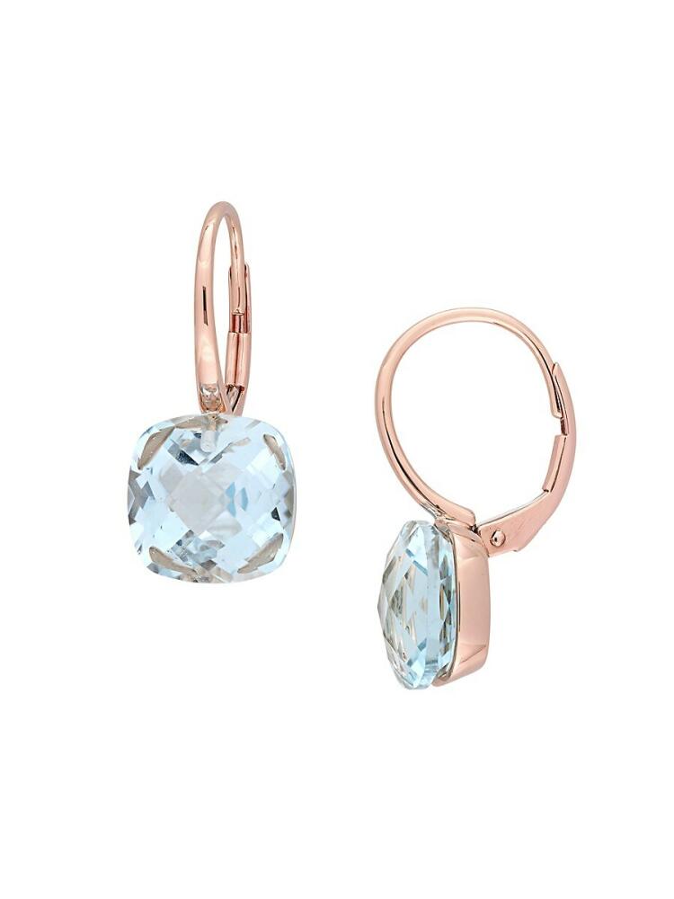 Sonatina Women's 14K Rose Gold Blue Topaz Drop Earrings - Rose Gold Cover