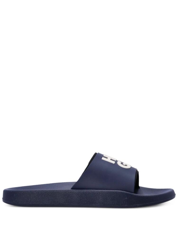 HUGO logo-print moulded-footbed slides - Blue Cover