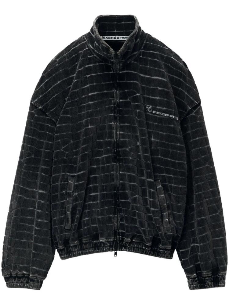 Alexander Wang crocodile-effect velvet bomber jacket - Black Cover