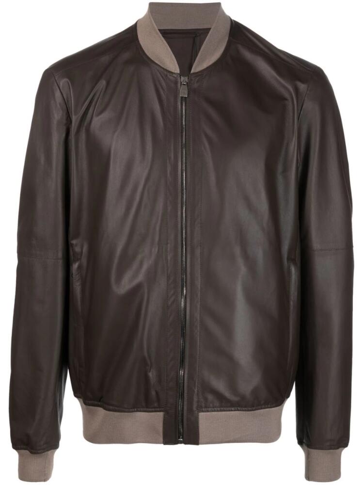 Corneliani leather bomber jacket - Brown Cover