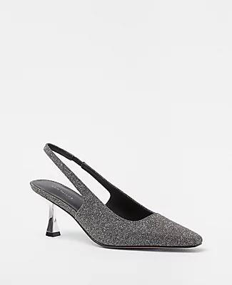 Ann Taylor Shimmer Square Toe Slingback Pumps Cover