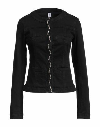 Liu •jo Woman Denim outerwear Black Cotton, Elastane Cover