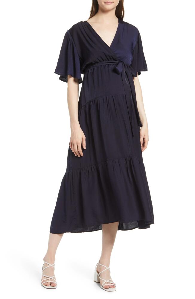 Angel Maternity Crossover Faux Wrap Maternity Dress in Navy Cover