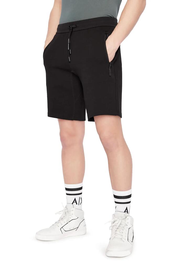 Armani Exchange Milano New York Sweat Shorts in Solid Black Cover