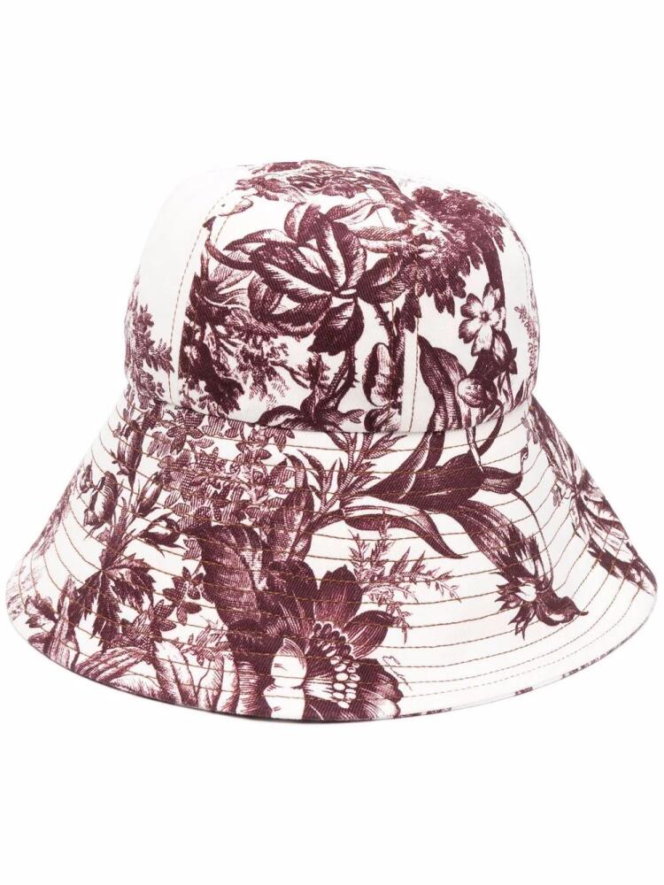 ERDEM floral-print bucket hat - White Cover