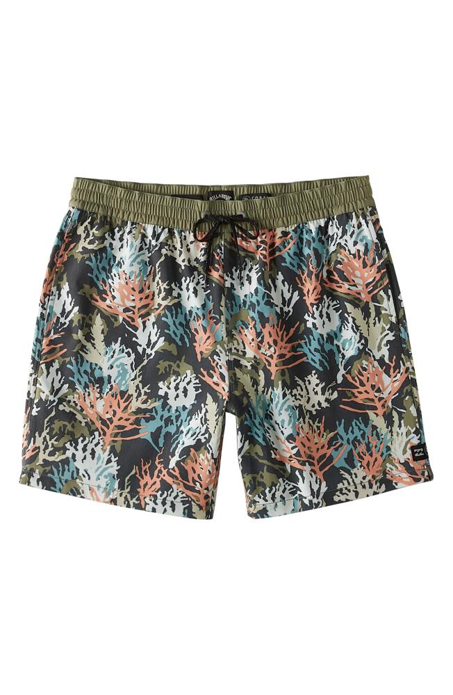 Billabong Coral Garden Layback Swim Trunks in Green Multi Cover