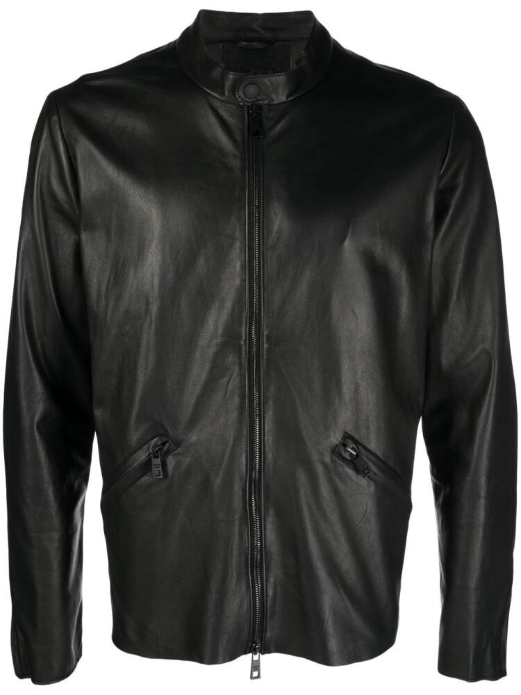 Giorgio Brato band-collar leather jacket - Black Cover