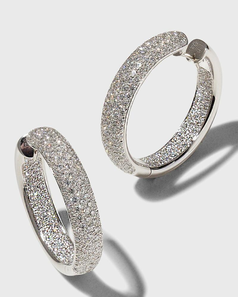 Leo Pizzo White Gold Inside/Out Pave Diamond Medium Hoop Earrings Cover