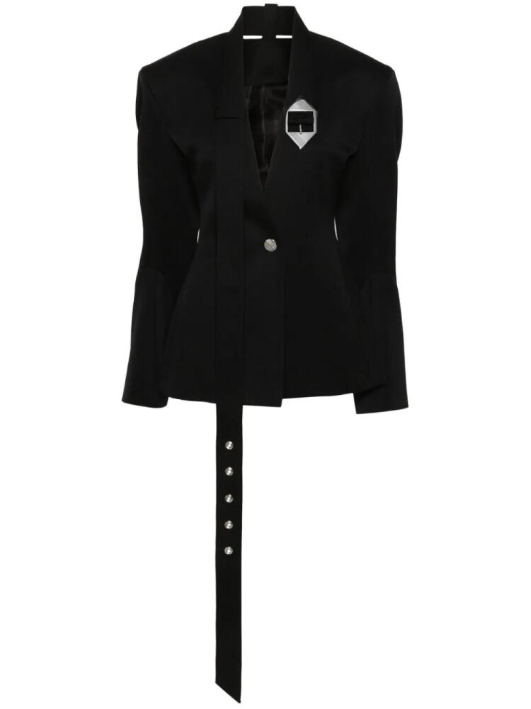 The Attico belted virgin wool blazer - Black Cover