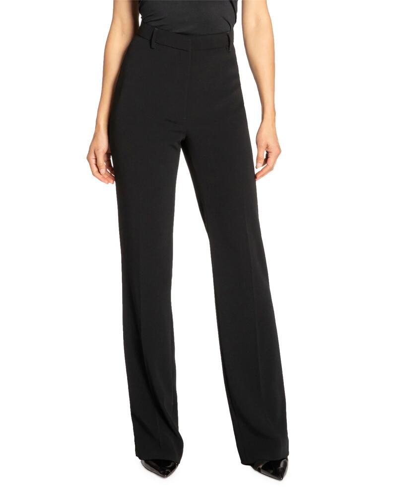 Santorelli Crepe Straight-Leg Pants w/ Clean Front Closure Cover