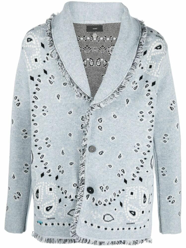 Alanui Bandana jacquard cashmere cardigan - Blue Cover