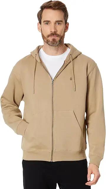 Volcom Single Stone Full Zip Hoodie (Khaki) Men's Clothing Cover