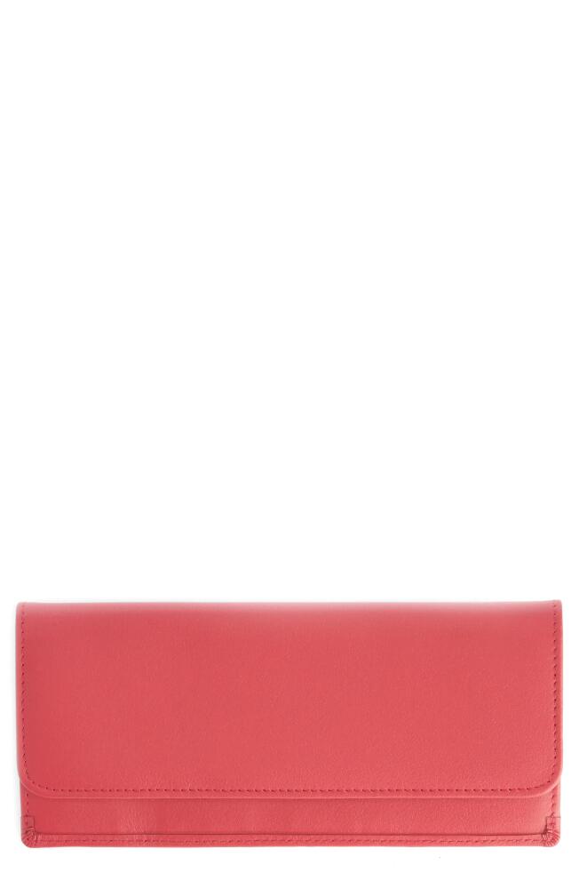 ROYCE New York Personalized RFID Blocking Leather Clutch Wallet in Red - Gold Foil Cover