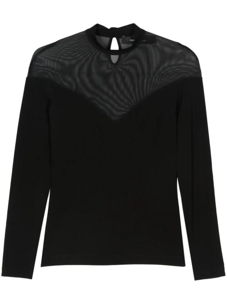 Federica Tosi mesh-detail T-shirt - Black Cover