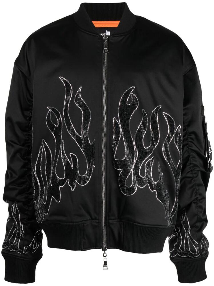 Haculla flame-print zipped bomber jacket - Black Cover