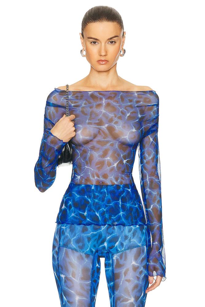 KNWLS Clavicle Mesh Top in Blue Cover