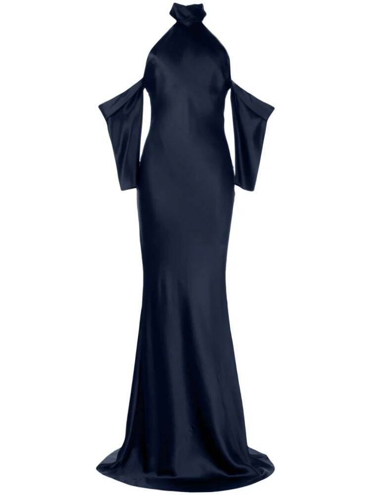 Michelle Mason halterneck drop-sleeve maxi dress - Blue Cover