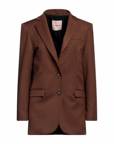 La Semaine Paris Woman Blazer Brown Polyester, Viscose, Elastane Cover