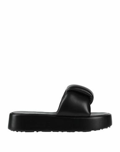 Miu Miu Woman Sandals Black Soft Leather Cover