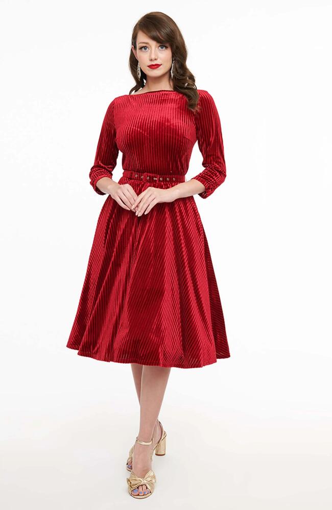 Unique Vintage Devon Swing Dress in Burgundy Cover