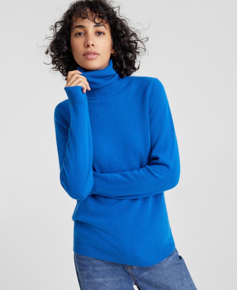 Charter Club 100% Cashmere Women's Turtleneck Sweater, Regular & Petites, Created for Macy's - Bright Marine Cover