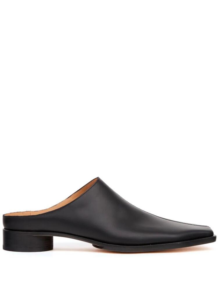 MM6 Maison Margiela square-toe leather slippers - Black Cover