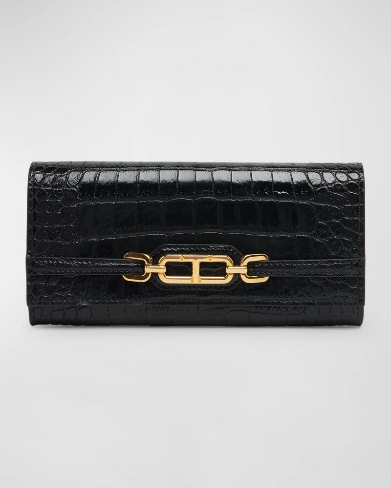 TOM FORD Whitney Continental Wallet in Shiny Croc-Embossed Leather Cover