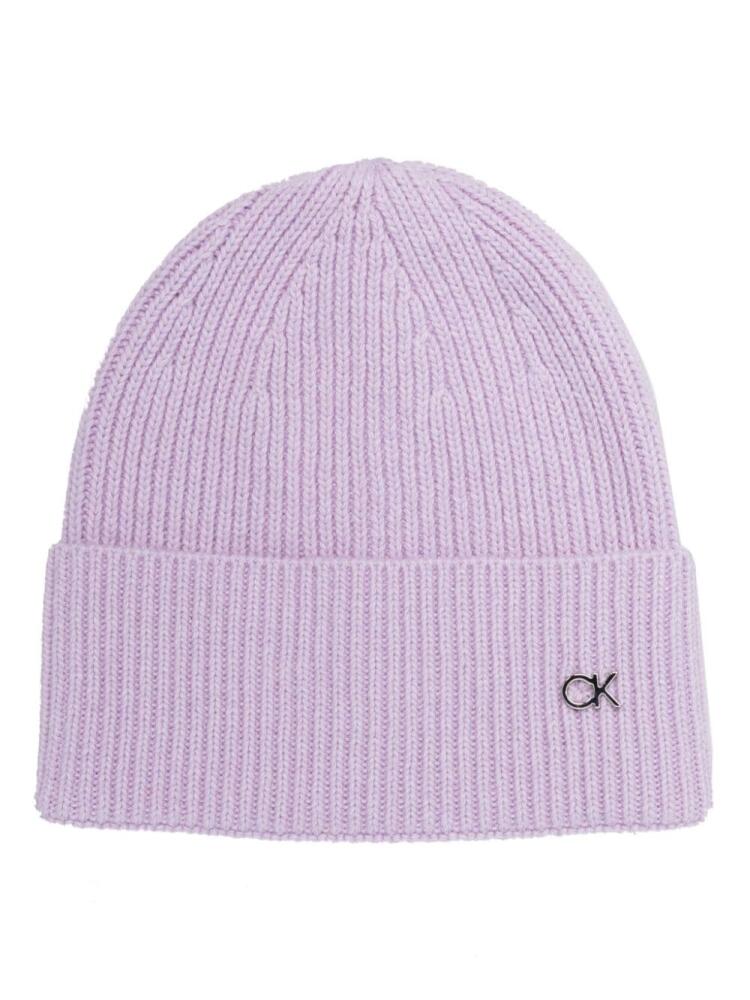 Calvin Klein Re-lo ribbed-knit beanie - Purple Cover