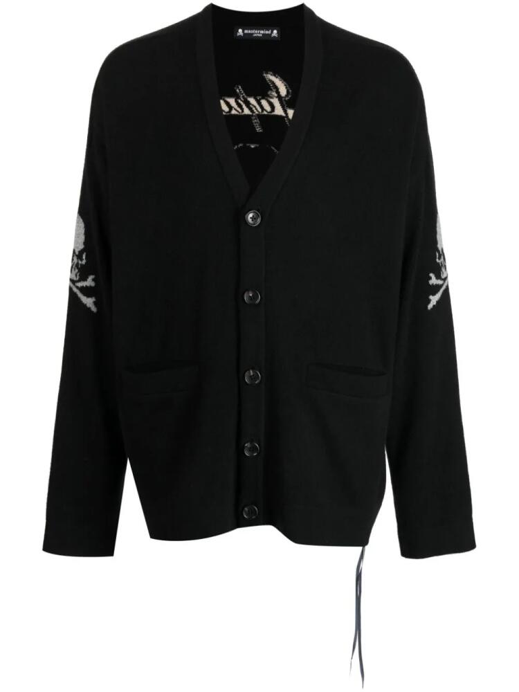 Mastermind Japan intarsia-knit skull cashmere cardigan - Black Cover