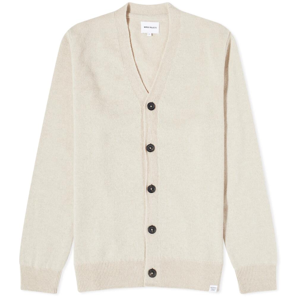 Norse Projects Men's Adam Merino Lambswool Cardigan in Oatmeal Cover