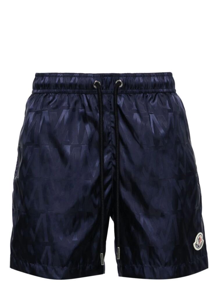 Moncler monogram-jacquard swim shorts - Blue Cover