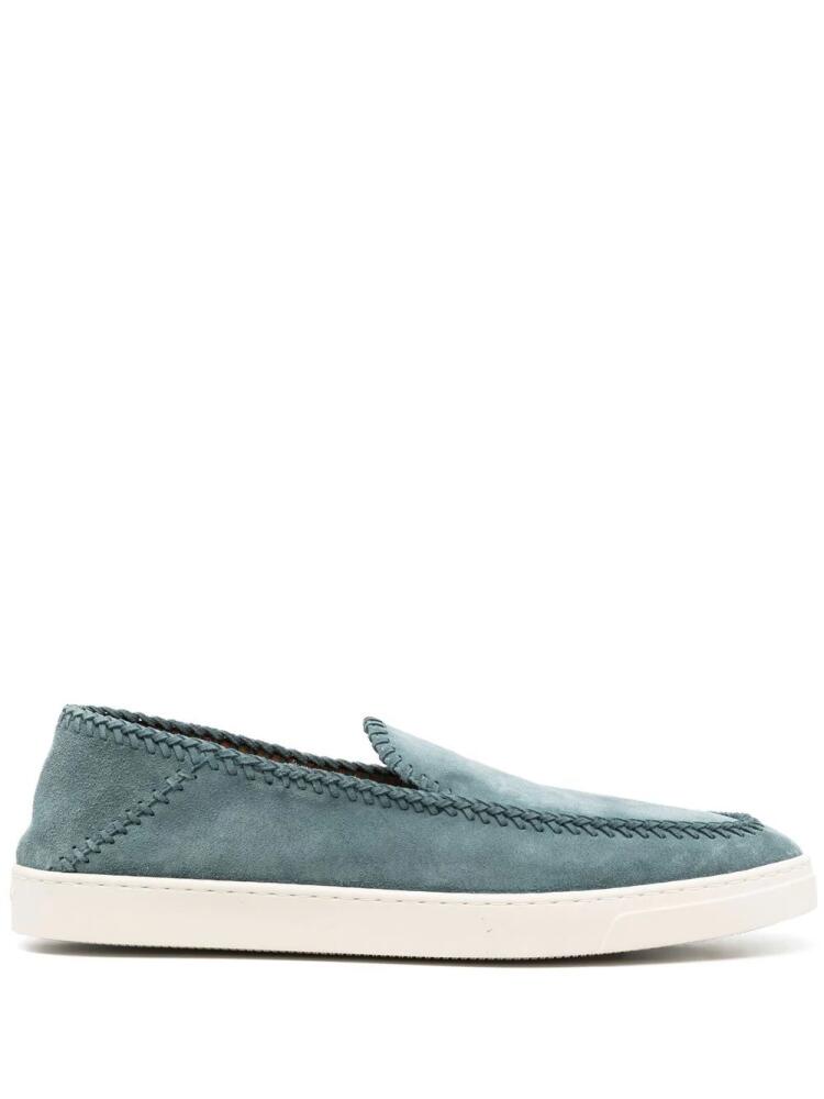 Giorgio Armani whipstitch-trim detail sneakers - Blue Cover