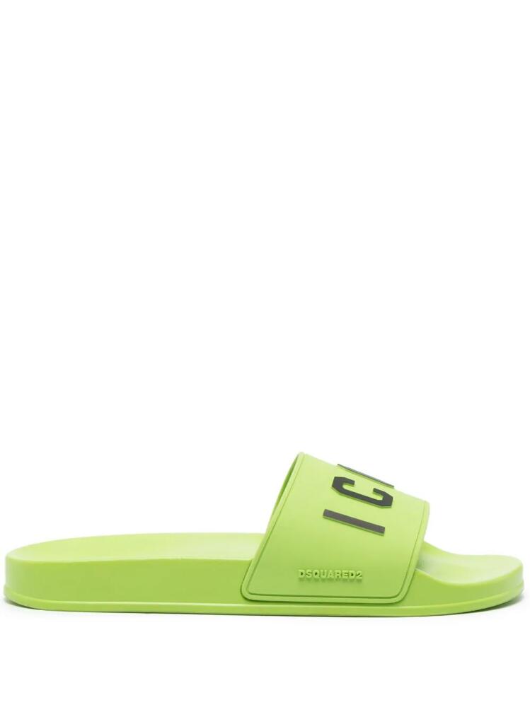 DSQUARED2 slogan-print flat slides - Green Cover